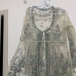 Embroidered Sheer Dress with Floral Design